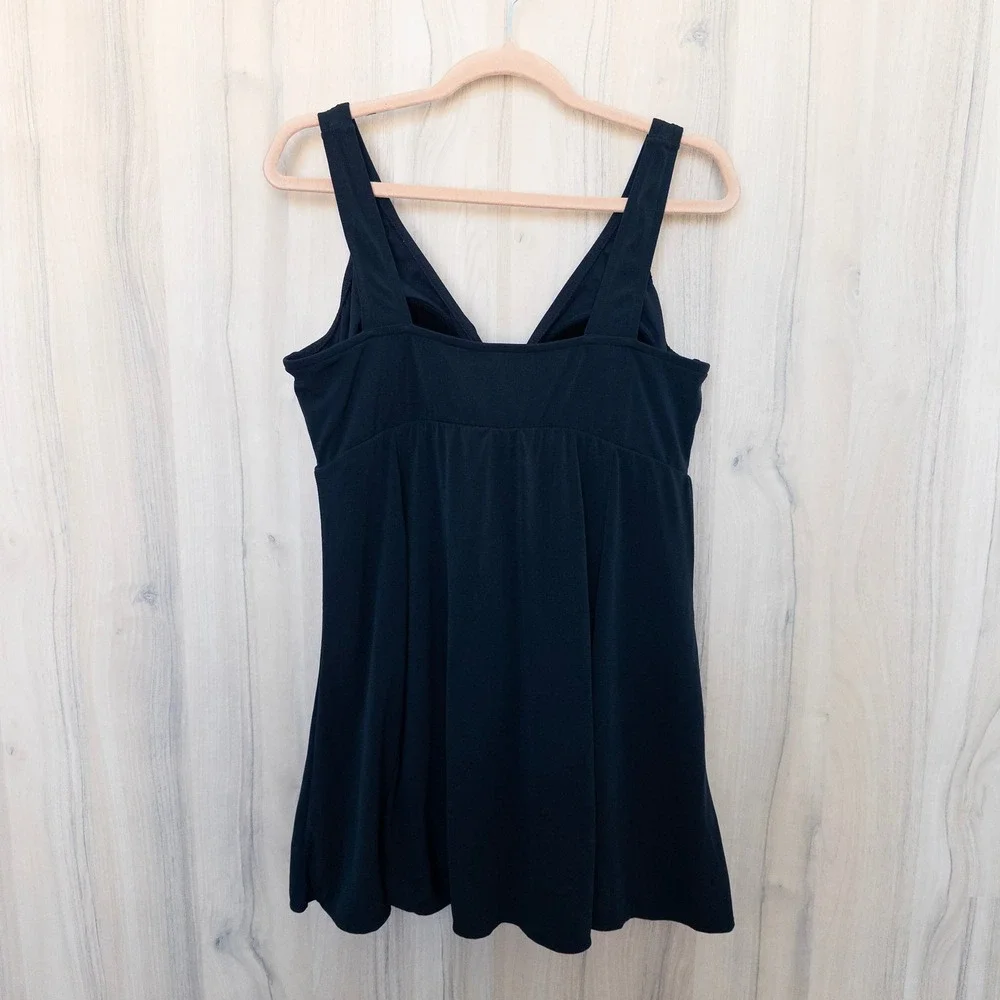 Slimshaper Womens Swim Dress 18 Black Modest Beach Minimal Tummy Control
